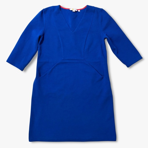 Boden Bronte Ottoman Dress Cobalt Blue 10P Stretch Knit with Pockets - Picture 4 of 14